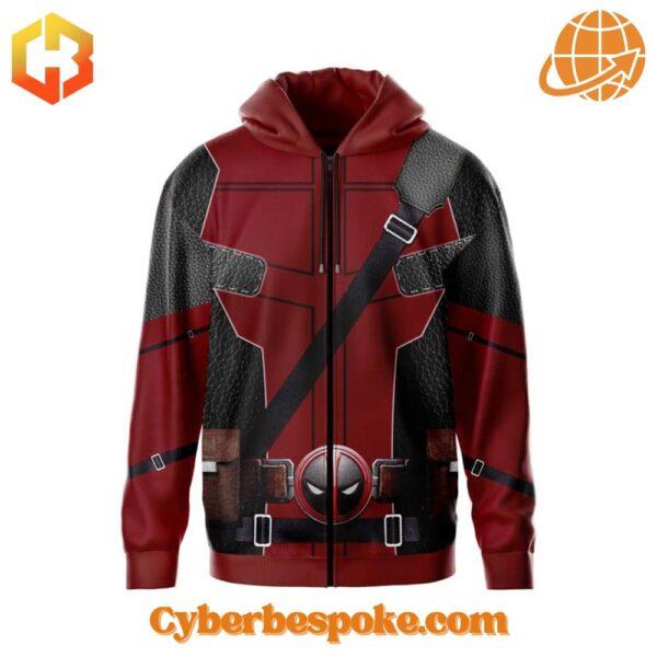 Deadpool Costumes Cosplay Hoodie features breathable fabric and all-over dye-sublimation prints.