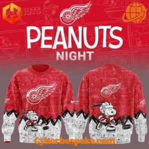 Detroit Red Wings Snoopy Th Anniversary Of Peanuts Hoodie features breathable fabric and all-over dye-sublimation prints.