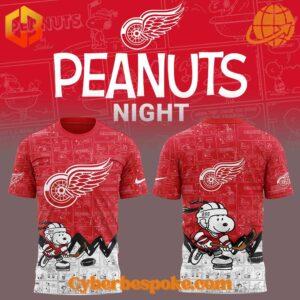 Detroit Red Wings Snoopy Th Anniversary Of Peanuts Hoodie features breathable fabric and all-over dye-sublimation prints.