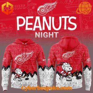 Detroit Red Wings Snoopy Th Anniversary Of Peanuts Hoodie features breathable fabric and all-over dye-sublimation prints.