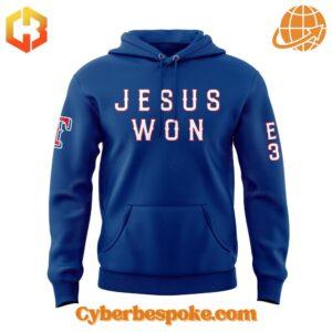 The 2 Evan Carter Texas Rangers Wear Jesus Won Hoodie offers premium quality with a modern touch.