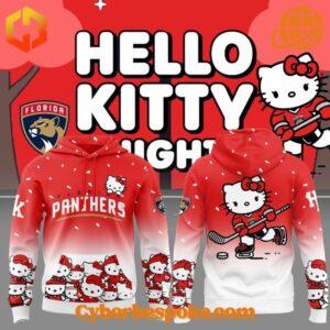 A soft cotton Florida Panthers Hello Kitty Hoodie eaturing a minimalist design.