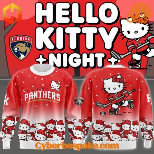 A soft cotton Florida Panthers Hello Kitty Hoodie eaturing a minimalist design.