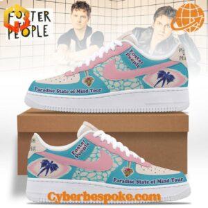 Rear view of Foster The People Paradise State of Mind Tour Nike Air Force Shoes, highlighting 