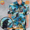 Elevate your footwear game with the sleek and stylish Godzilla Surfing Version Hawaiian Shirt