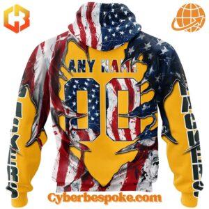 Unisex Green Bay Packers Demon Face American Flag Hoodie simple design, easy to style