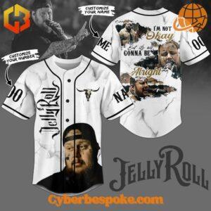 Experience fashion in a new dimension with the I'm Not Okay Jelly Roll Baseball Jersey – wear the unexpected.