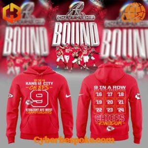 Premium Kansas City Chiefs Straight Afc West Championships Hoodie featuring high-definition 3D prints and all-day comfort.