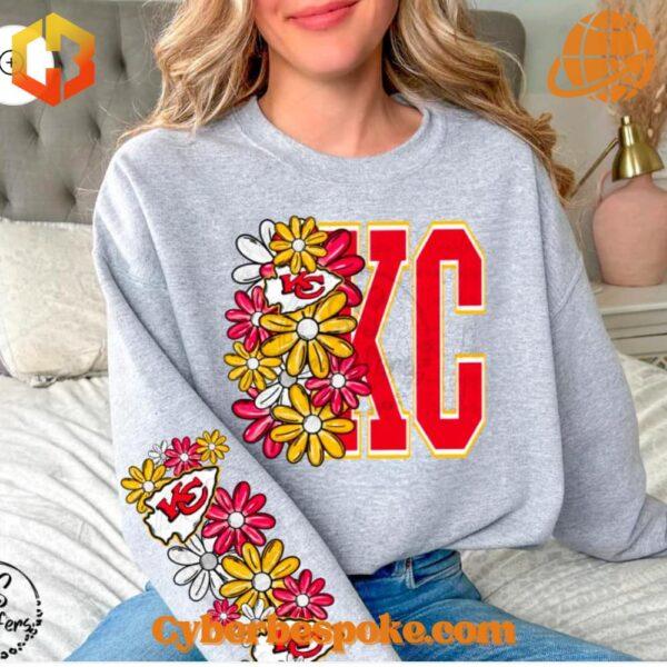 Stand out with the Kansas City Chiefs Super Bowl Lix Flowers Sweatshirt – bold, vibrant, and designed to impress."