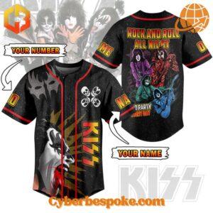 Stand out with the Kiss Band Rock And Roll All Night Baseball Jersey – bold, vibrant, and designed to impress."