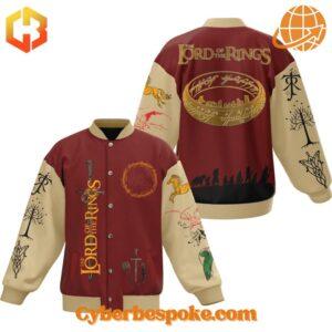 Lord Of The Rings Baseball Jacket features breathable fabric and all-over dye-sublimation prints.