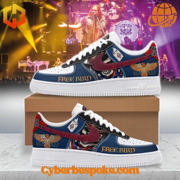 A pair of Lynyrd Skynyrd Free Bird Nike Air Force with white soles