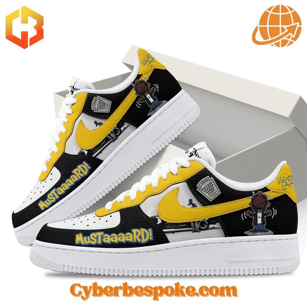 Mustaaard Kendrick Lamar Nike Air Force Sneaker A pair of Mustaaard Kendrick Lamar Nike Air Force Sneaker with a minimalist design