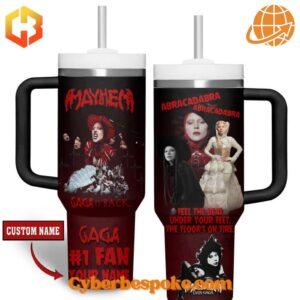 Mayhem Lady Gaga Is Back Tumbler 40oz with spill-resistant lid.