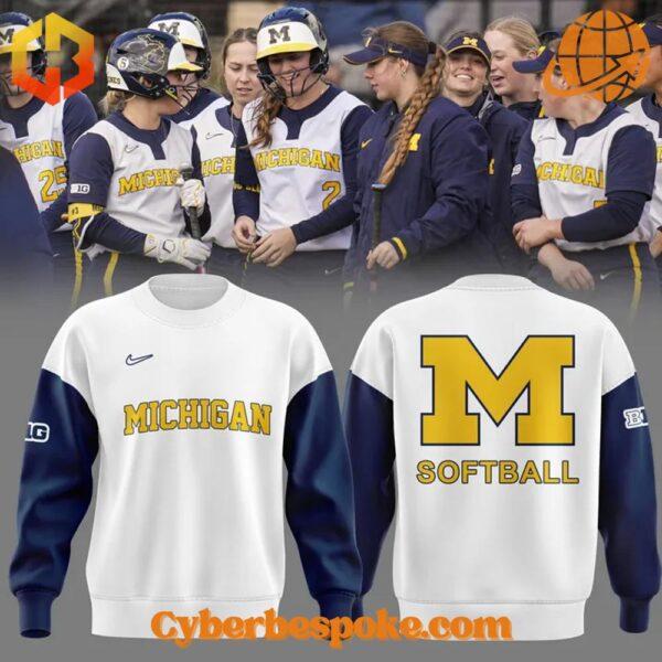 The 4 Michigan Softball Uniform 2025 Sweatshirt combines a modern fit, premium texture, and breathable comfort