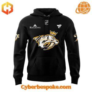 A soft cotton Nashville Predators Black Music Heritage Night Hoodie eaturing a minimalist design.