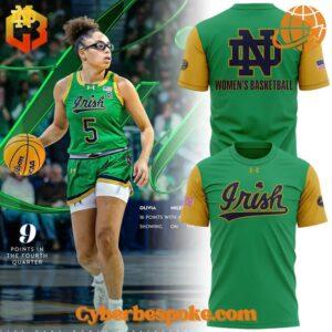 The 2 Notre Dame Fighting Irish Women Basketball Green Uniform 2025 Hoodie combines a modern fit, premium texture, and breathable comfort