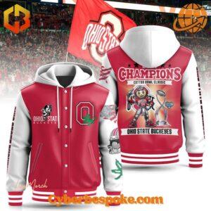 Versatile Ohio State Buckeyes Cotton Bowl Champions Hoodie Baseball Jacket designed for everyday wear and effortless style.