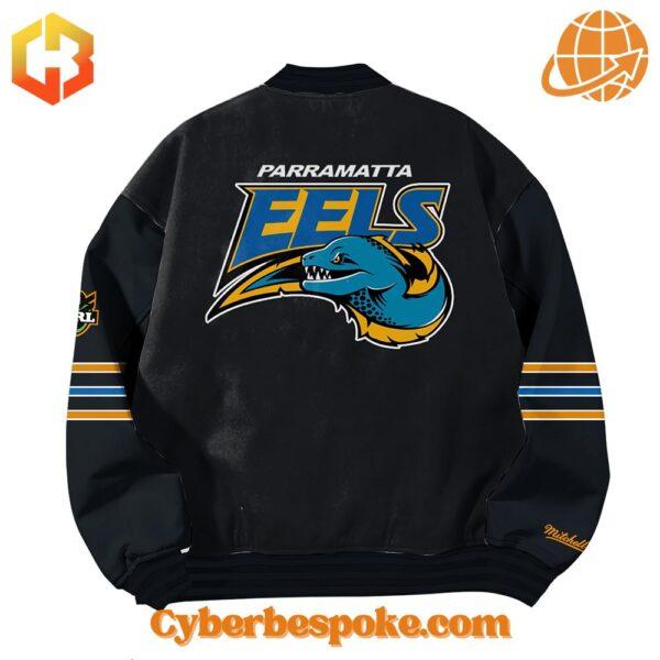 Premium Parramatta Eels Nrl Bryce Cartwright Baseball Jacket featuring high-definition 3D prints and all-day comfort.