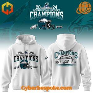 Premium Philadelphia Eagles National Football Conference Champions Hoodie featuring high-definition 3D prints and all-day comfort.