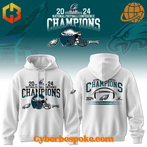 Premium Philadelphia Eagles National Football Conference Champions Hoodie featuring high-definition 3D prints and all-day comfort.