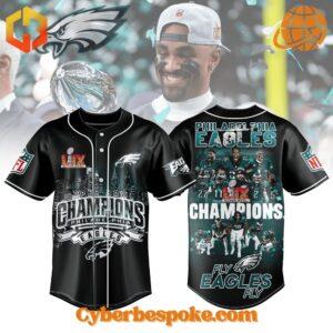 Step into vibrant style with the Philadelphia Eagles Super Bowl Championship Baseball Jersey