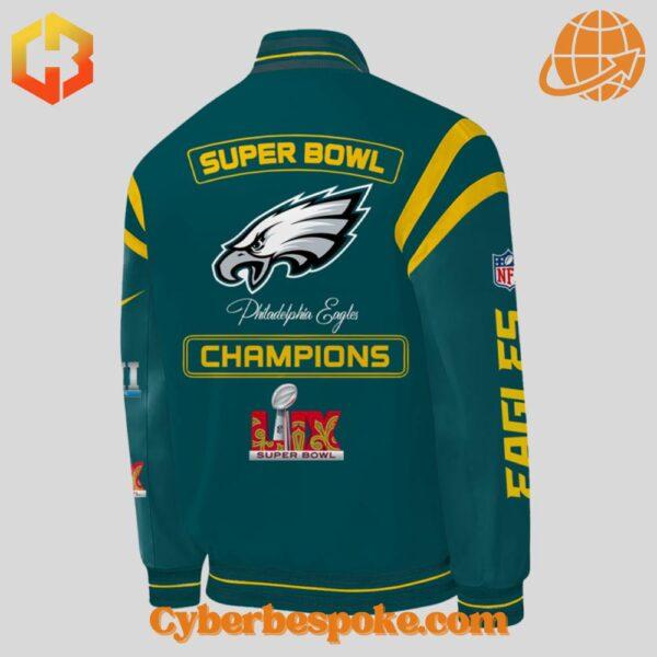 Experience fashion in a new dimension with the Philadelphia Eagles Super Bowl Lix Champions Baseball Jacket – wear the unexpected.