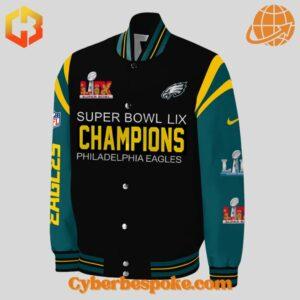 Experience fashion in a new dimension with the Philadelphia Eagles Super Bowl Lix Champions Baseball Jacket – wear the unexpected.