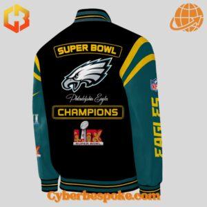 Experience fashion in a new dimension with the Philadelphia Eagles Super Bowl Lix Champions Baseball Jacket – wear the unexpected.