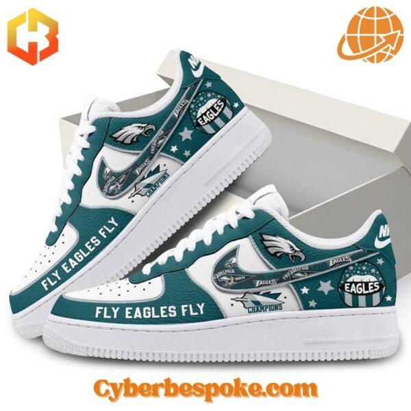 Step into art with the Philadelphia Eagles Super Bowl Lix Champions Nike Air Force – vibrant, detailed, and made to stand out.