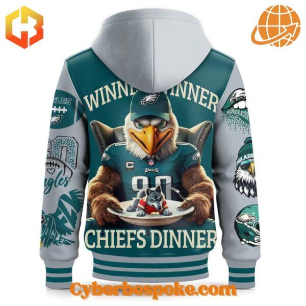 The Philadelphia Eagles Winner Chiefs Dinner Hooded Baseball Jacket brings your style to life.