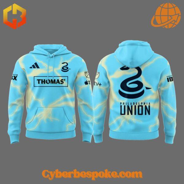 The 2 Philadelphia Union Mls 2025 Voltage Kit Hoodie combines a modern fit, premium texture, and breathable comfort