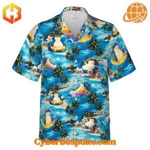 Elevate your footwear game with the sleek and stylish Pokemon Snorlax Surfing Version Hawaiian Shirt