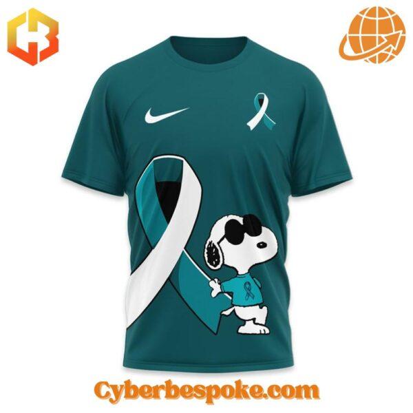 Break the boundaries of traditional fashion with the Snoopy January Is Cervical Cancer Awareness Shirt.