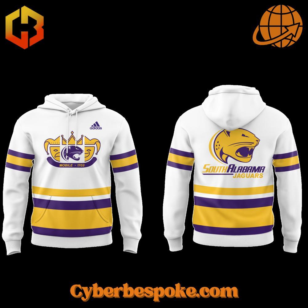 2 South Alabama Jaguars Mardi Gras 2025 Hoodie The 2 South Alabama Jaguars Mardi Gras 2025 Hoodie combines a modern fit, premium texture, and breathable comfort
