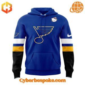 A soft cotton St Louis Blues Hello Kitty Hoodie eaturing a minimalist design.