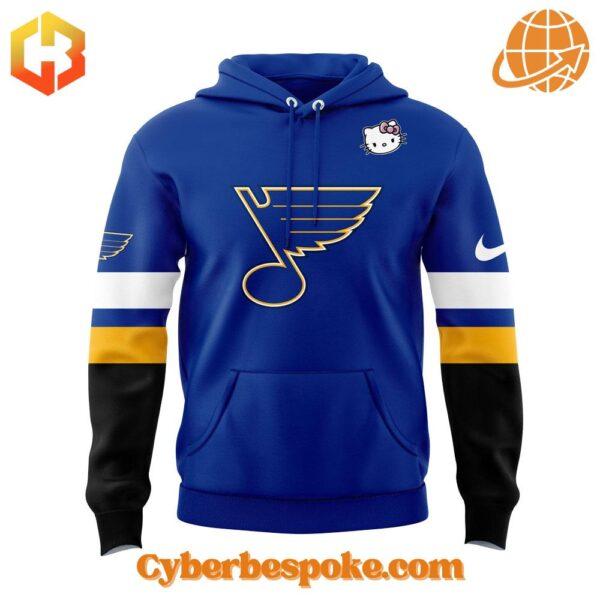 A soft cotton St Louis Blues Hello Kitty Hoodie eaturing a minimalist design.