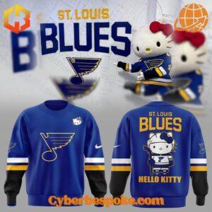 A soft cotton St Louis Blues Hello Kitty Hoodie eaturing a minimalist design.