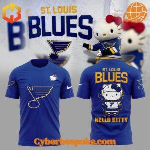 A soft cotton St Louis Blues Hello Kitty Hoodie eaturing a minimalist design.