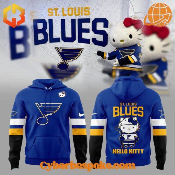 A soft cotton St Louis Blues Hello Kitty Hoodie eaturing a minimalist design.