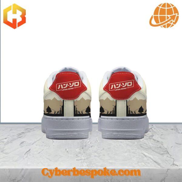 A pair of Star Wars Stormtrooper Freeze You Rebel Scum Nike Air Force with a minimalist design