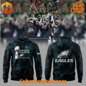 Express yourself with the Super Bowl Lix Champions Philadelphia Eagles Smoker Midnight Green Hoodie – high-definition colors meet all-day comfort.