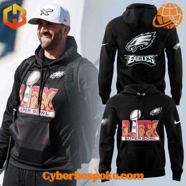 Stand out with the Super Bowl Lix Philadelphia Eagles Black Hoodie – bold, vibrant, and designed to impress."