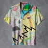 Colorful The Damned Music For Pleasure Hawaiian Shirt with tropical floral patterns and short sleeves