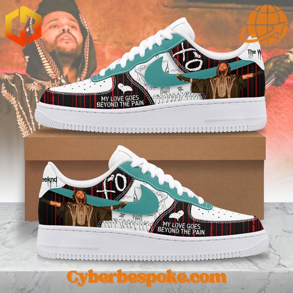 The Weeknd Xo My Love Goes Beyond The Pain Nike Air Force Shoes Step into art with the The Weeknd Xo My Love Goes Beyond The Pain Nike Air Force Shoes – vibrant, detailed, and made to stand out.
