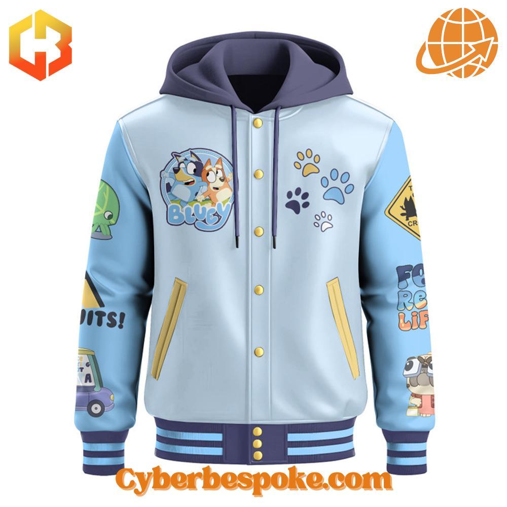 This Episode Of Bluey Is Called Custom Hooded Baseball Jacket Express yourself with the This Episode Of Bluey Is Called Custom Hooded Baseball Jacket – high-definition colors meet all-day comfort.
