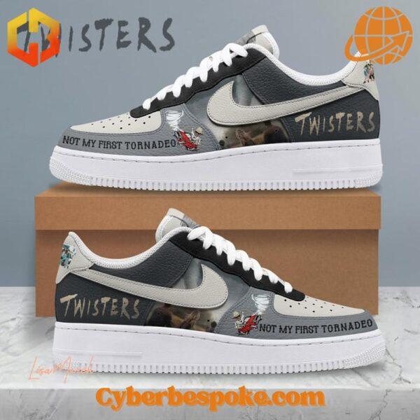 Elevate your footwear game with the sleek and stylish Twisters Not My First Tornadeo Nike Air Force Shoes