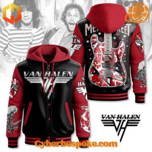 Van Halen Hooded Baseball Jacket features breathable fabric and all-over dye-sublimation prints.