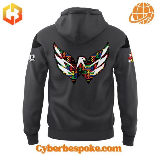 A soft cotton Washington Capitals Black History Night Hoodie eaturing a minimalist design.