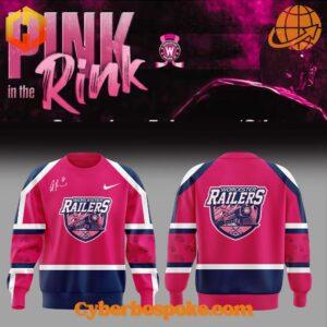 A soft cotton Worcester Railers Pink In The Rink Shirt eaturing a minimalist design.